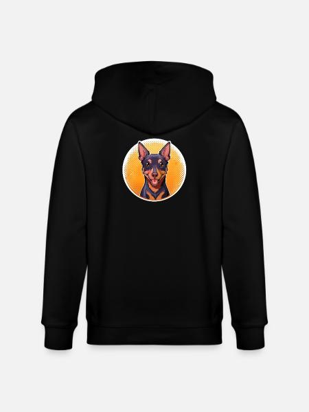 Pinscher (Comic-Porträt) - Stanley/Stella Unisex Bio-Kapuzenjacke CULTIVATOR - Schwarz