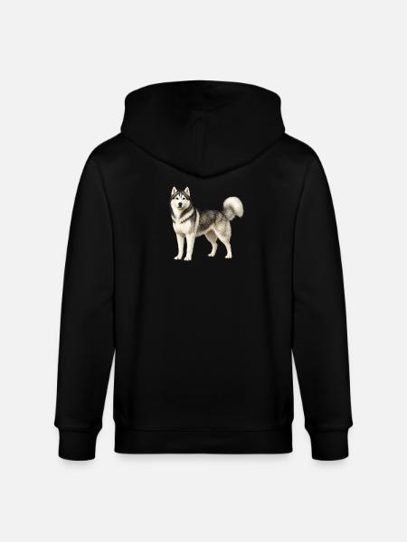Husky portrait in the fog - Stanley/Stella CULTIVATOR  Unisex Organic Hooded Jacket - black