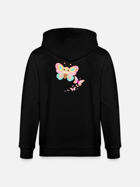 Pastellschmetterling Motiv - Stanley/Stella Unisex Bio-Kapuzenjacke CULTIVATOR - Schwarz