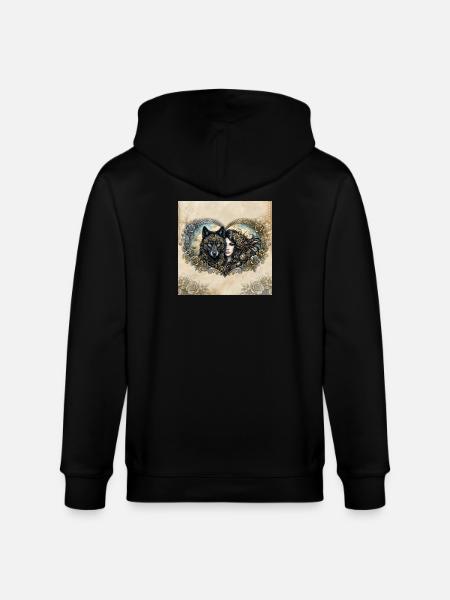 Clockwork Wolf's Heart - Stanley/Stella CULTIVATOR Unisex Organic Hooded Jacket - black
