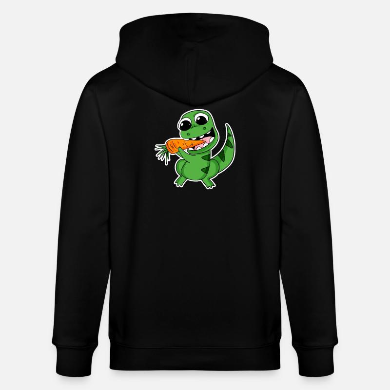 Dino eats carrot - Stanley/Stella CULTIVATOR  Unisex Organic Hooded Jacket - black