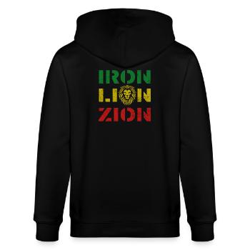 iron lion zion, rasta colours - Veste à capuche bio CULTIVATOR Stanley/Stella Unisexe - noir - Dos - Anna (173cm)