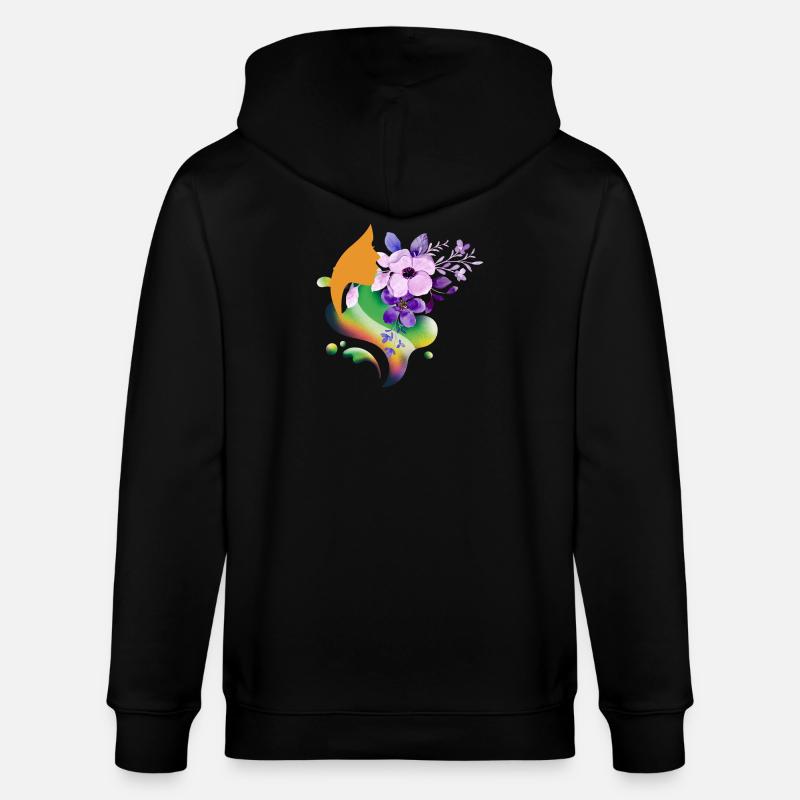 Silhouette arc-en-ciel florale - Veste à capuche bio CULTIVATOR Stanley/Stella Unisexe - noir