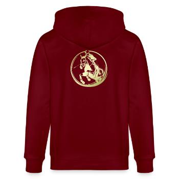 Silhouette de cheval d’équitation - Veste à capuche bio CULTIVATOR Stanley/Stella Unisexe - bordeaux - Dos - Anna (173cm)