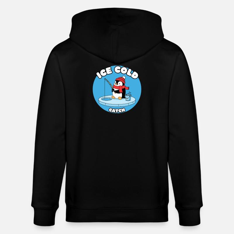 Eisfrost Pinguin fängt Eisfisch - Stanley/Stella Unisex Bio-Kapuzenjacke CULTIVATOR  - Schwarz