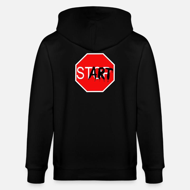 Startzeichen Graffiti Stoppschild - Stanley/Stella Unisex Bio-Kapuzenjacke CULTIVATOR  - Schwarz
