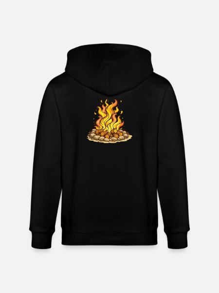 Cozy Campfire Flames Illustration - Stanley/Stella CULTIVATOR  Unisex Organic Hooded Jacket - black