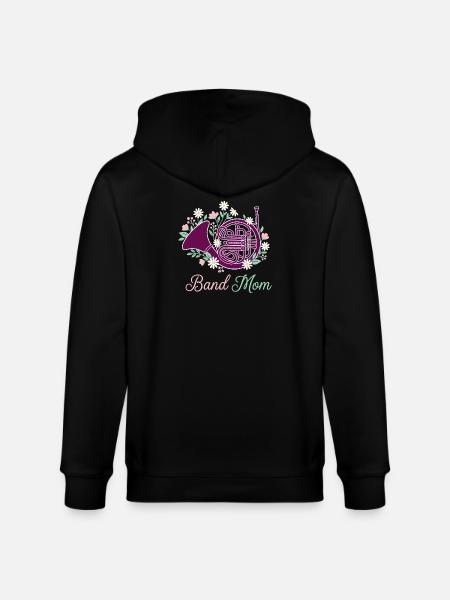 Band Mom Floral Horn - Stanley/Stella CULTIVATOR  Unisex Organic Hooded Jacket - black