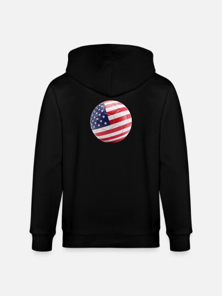 USA FLAG ON A SOCCERBALL - Stanley/Stella CULTIVATOR Unisex Organic Hooded Jacket - black