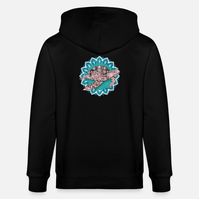 fascinating mandala with sea turtle - Stanley/Stella CULTIVATOR  Unisex Organic Hooded Jacket - black