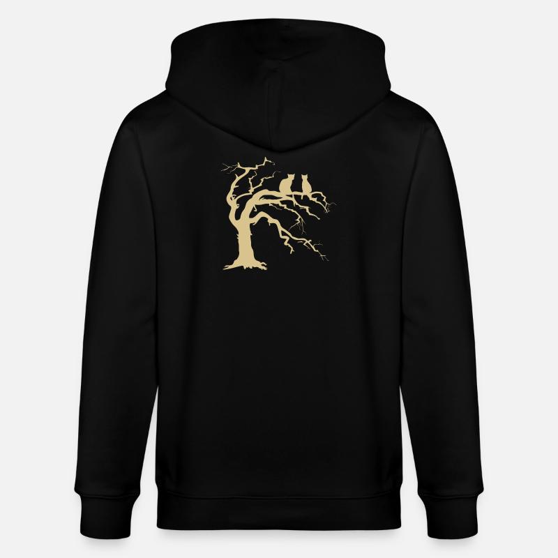 Dead tree with 2 cats silhouette - Stanley/Stella CULTIVATOR  Unisex Organic Hooded Jacket - black