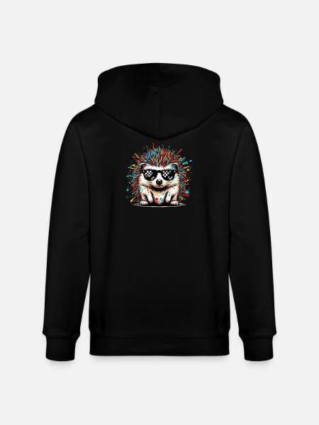 Igel mit Sonnenbrille - Stanley/Stella Unisex Bio-Kapuzenjacke CULTIVATOR  - Schwarz