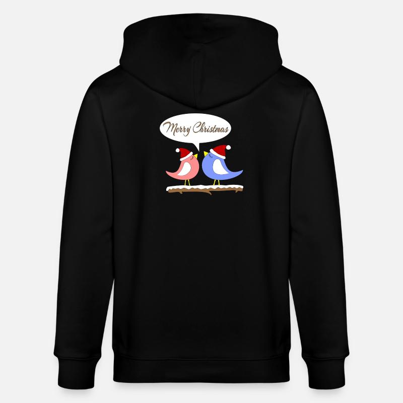 Noël avec des oiseaux amusants - Veste à capuche bio CULTIVATOR Stanley/Stella Unisexe - noir