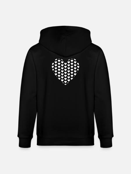 Heart mosaic made of small hearts - Stanley/Stella CULTIVATOR Unisex Organic Hooded Jacket - black