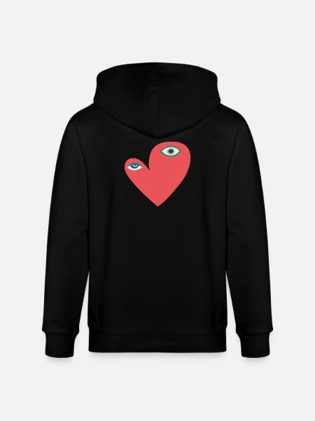 Surreal Heart with Eyes - Stanley/Stella CULTIVATOR  Unisex Organic Hooded Jacket - black