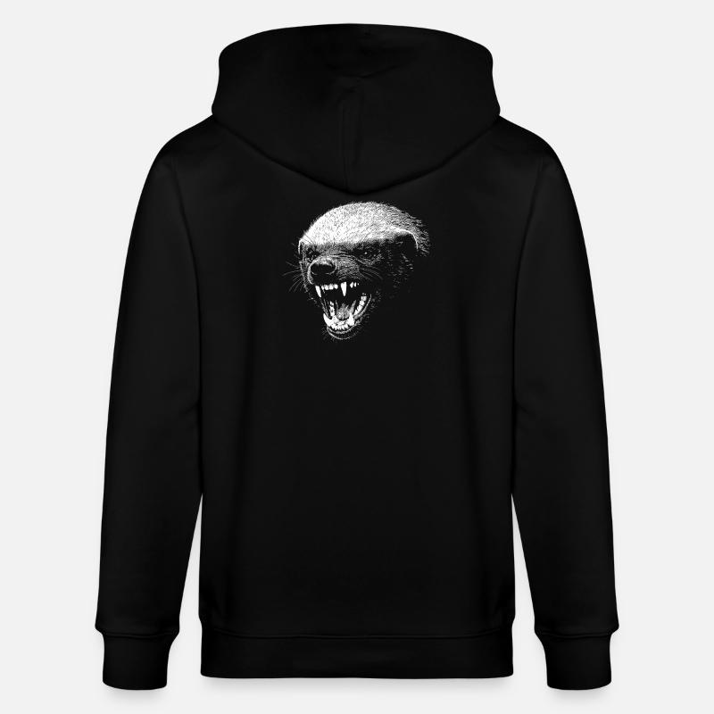 Düsteres Predatorengesicht Honigdachs - Stanley/Stella Unisex Bio-Kapuzenjacke CULTIVATOR  - Schwarz