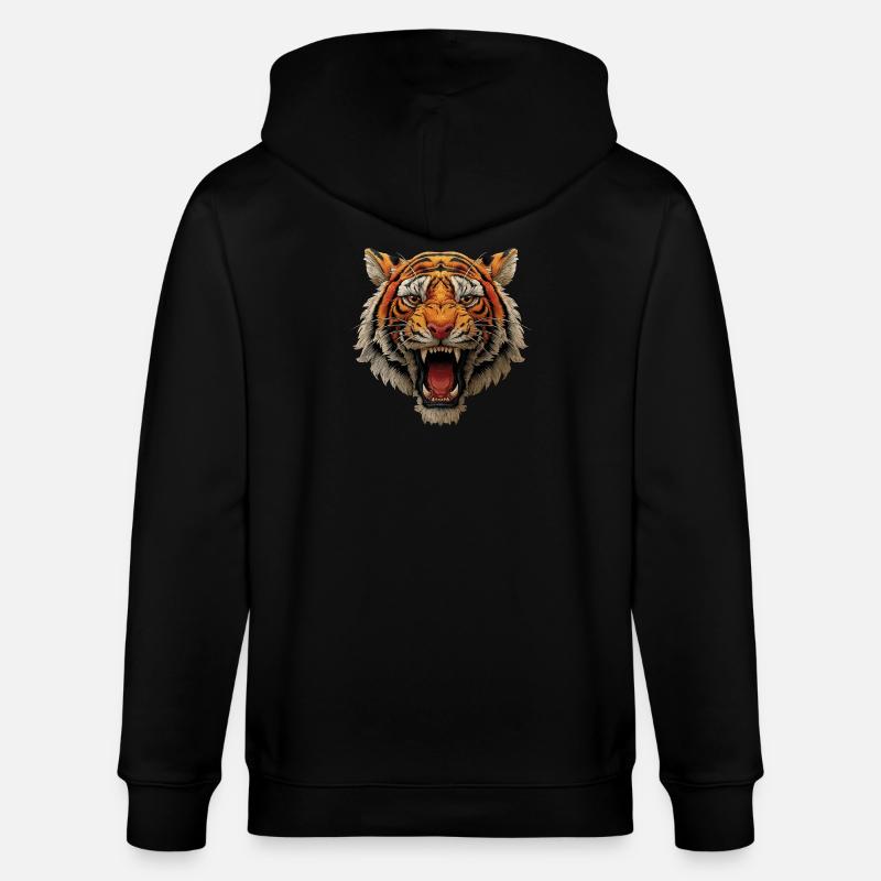 Rugissement de Tête de Tigre - Veste à capuche bio CULTIVATOR Stanley/Stella Unisexe - noir