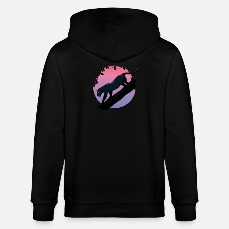 Schwarzer Tier-Panther aus dem Dschungel - Stanley/Stella Unisex Bio-Kapuzenjacke CULTIVATOR  - Schwarz