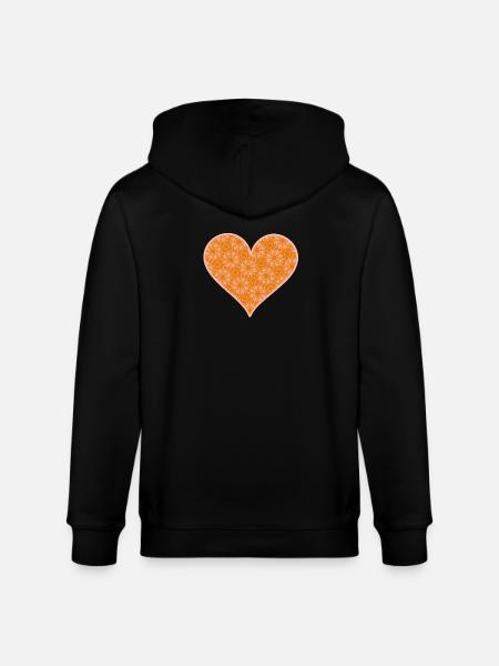 Heart orange pink - Stanley/Stella CULTIVATOR Unisex Organic Hooded Jacket - black