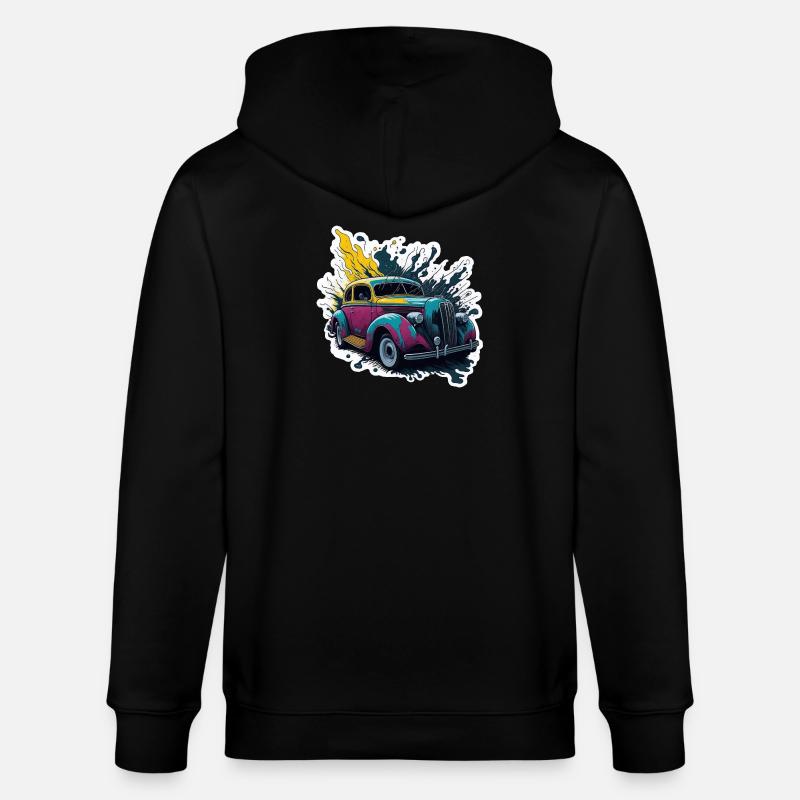 Farbiger Oldtimer Spritzer - Stanley/Stella Unisex Bio-Kapuzenjacke CULTIVATOR  - Schwarz