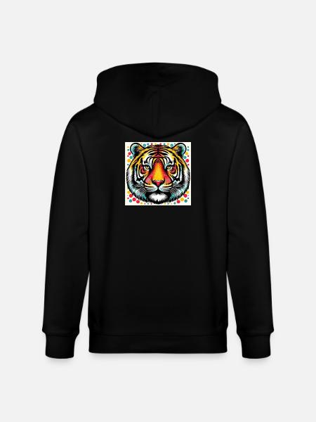 Tiger Pop Art - Stanley/Stella CULTIVATOR  Unisex Organic Hooded Jacket - black