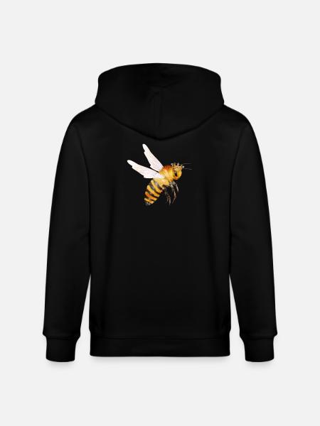Flying queen bee hand drawn - Stanley/Stella CULTIVATOR  Unisex Organic Hooded Jacket - black