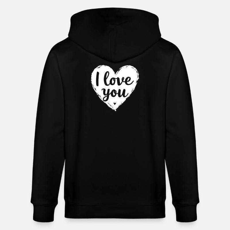 Ich liebe dich, Weiß - Stanley/Stella Unisex Bio-Kapuzenjacke CULTIVATOR  - Schwarz