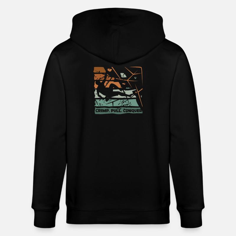 Bouldern – Crimp. Pull. Conquer. - Stanley/Stella Unisex Bio-Kapuzenjacke CULTIVATOR  - Schwarz