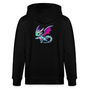 Drache - Stanley/Stella Unisex Bio-Kapuzenjacke CULTIVATOR  - Schwarz - Hinten - Anna (173cm)