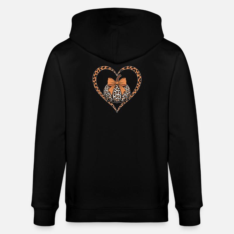 Conception de cœur de citrouille léopard - Veste à capuche bio CULTIVATOR Stanley/Stella Unisexe - noir