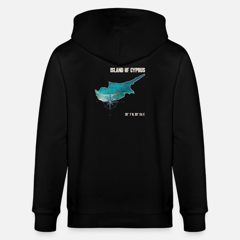 Zypern Umriss Kompassdesign - Stanley/Stella Unisex Bio-Kapuzenjacke CULTIVATOR  - Schwarz