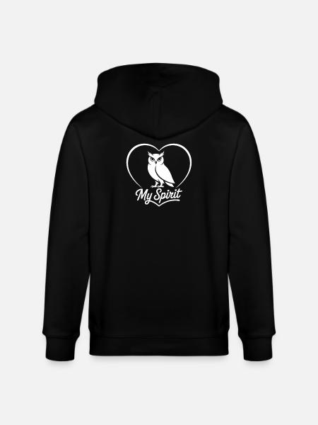 Herzbild Eule mit My Spirit - Stanley/Stella Unisex Bio-Kapuzenjacke CULTIVATOR - Schwarz