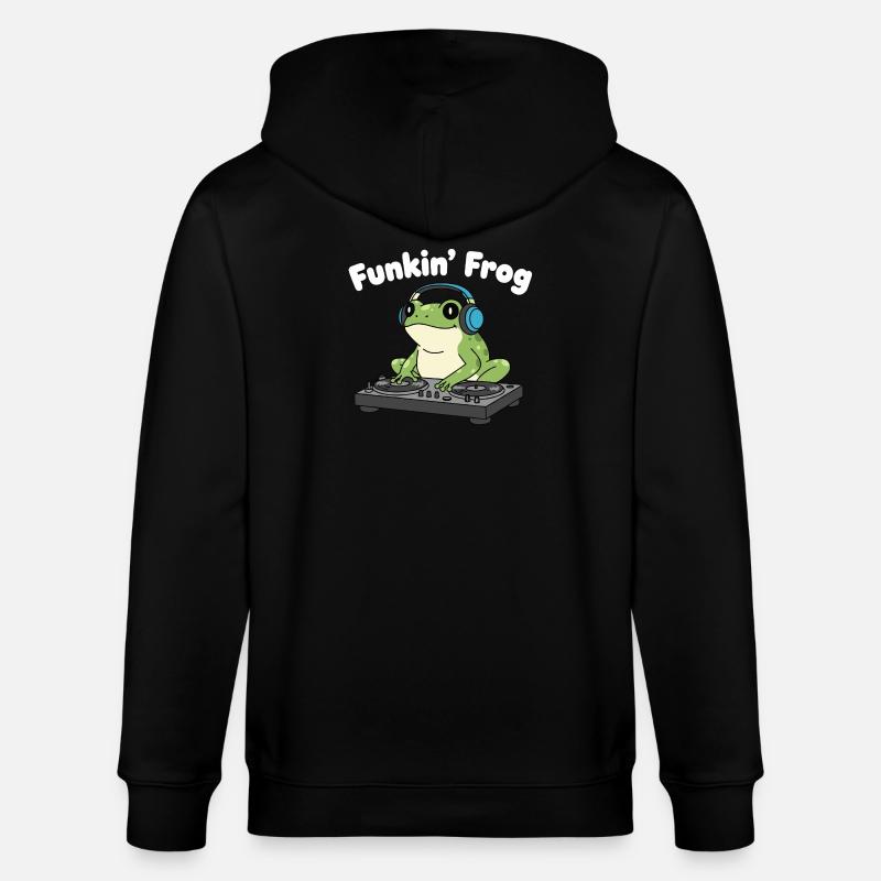 Funkin' Frog DJ au casque - Veste à capuche bio CULTIVATOR Stanley/Stella Unisexe - noir
