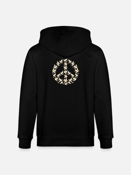 Peace-Zeichen aus Friedenstauben - Stanley/Stella Unisex Bio-Kapuzenjacke CULTIVATOR  - Schwarz