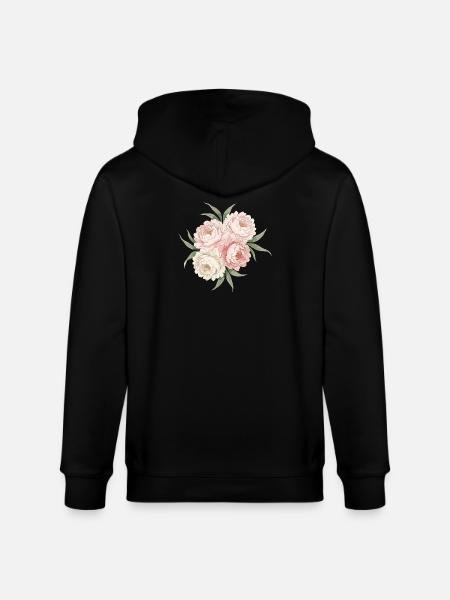 Peonies Bouquet in Pink - Stanley/Stella CULTIVATOR  Unisex Organic Hooded Jacket - black