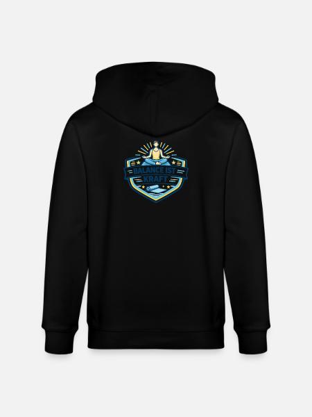 Balance ist Kraft – Yogamotiv - Stanley/Stella Unisex Bio-Kapuzenjacke CULTIVATOR - Schwarz