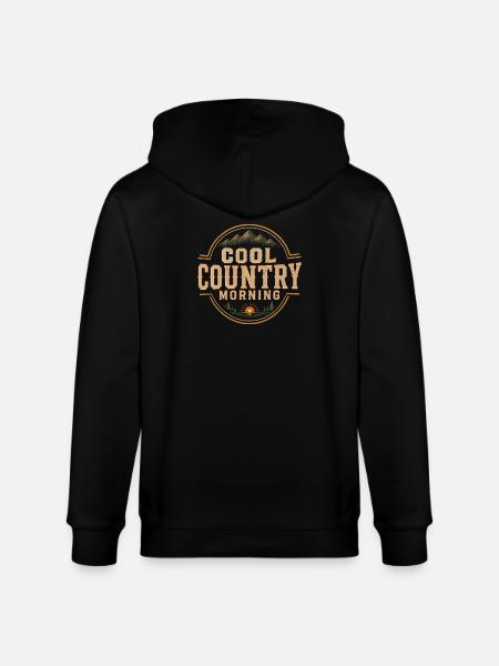 Morning Countryside Rustic Mountains - Stanley/Stella CULTIVATOR Unisex Organic Hooded Jacket - black