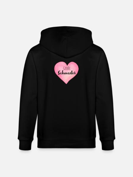 Große Schwester Herz - Stanley/Stella Unisex Bio-Kapuzenjacke CULTIVATOR  - Schwarz