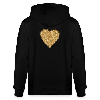 Herz aus Stroh in leuchtenden goldgelben Farbtönen - Stanley/Stella Unisex Bio-Kapuzenjacke CULTIVATOR  - Schwarz - Hinten - Anna (173cm)