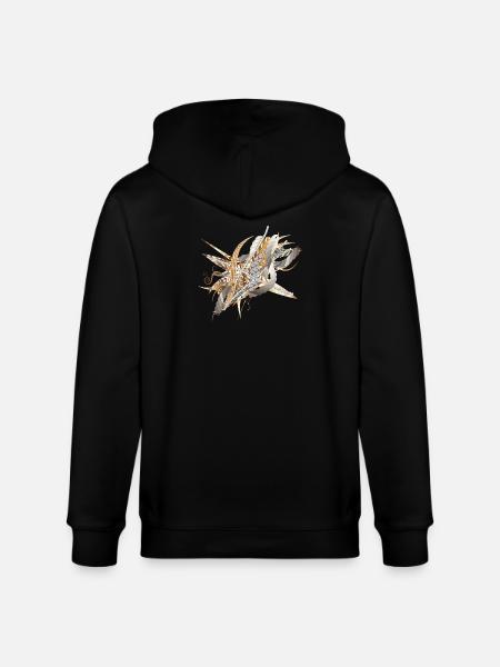 kunstnerisk filigran motiv lavet af bånd og fjer - Stanley/Stella økologisk unisex-hættejakke CULTIVATOR - sort