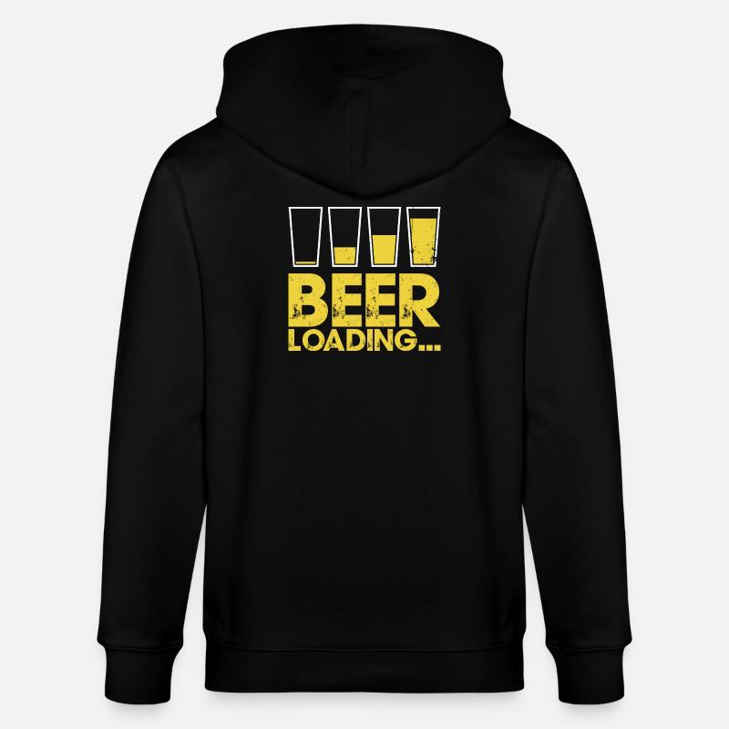Beer Loading Distressed Typography - Stanley/Stella CULTIVATOR  Unisex Organic Hooded Jacket - black
