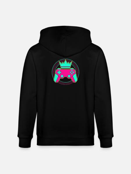 Controller Krone Neon Minimal Zocker Art - Stanley/Stella Unisex Bio-Kapuzenjacke CULTIVATOR  - Schwarz