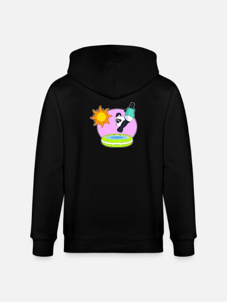 Panda Swimming Pool Summer - Stanley/Stella CULTIVATOR Unisex Organic Hooded Jacket - black