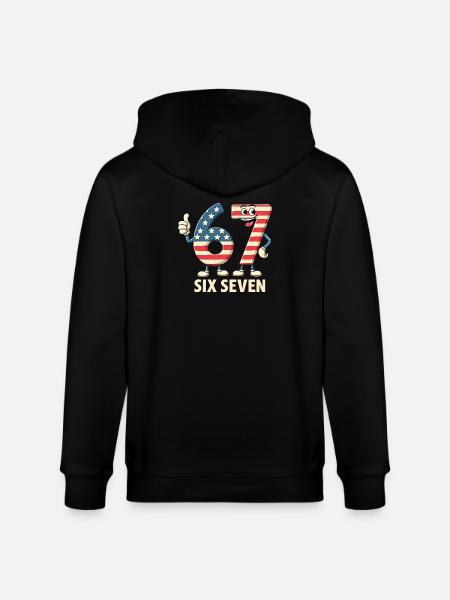 US Flag 67 Memes Six Seven - Stanley/Stella CULTIVATOR Unisex Organic Hooded Jacket - black