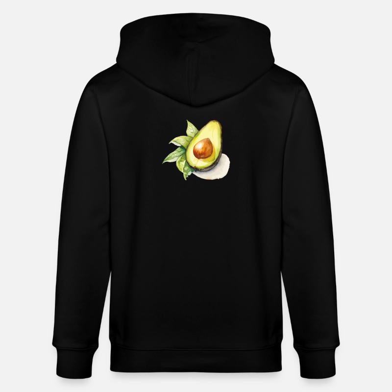 Illustration aquarelle avec avocat - Veste à capuche bio CULTIVATOR Stanley/Stella Unisexe - noir