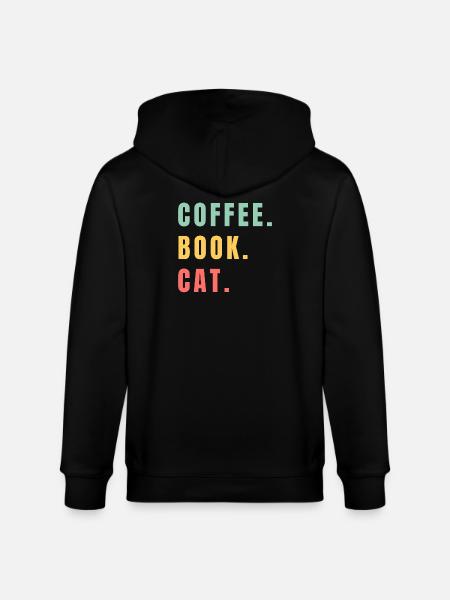 COFFEE BOOK CAT - Stanley/Stella Unisex Bio-Kapuzenjacke CULTIVATOR - Schwarz