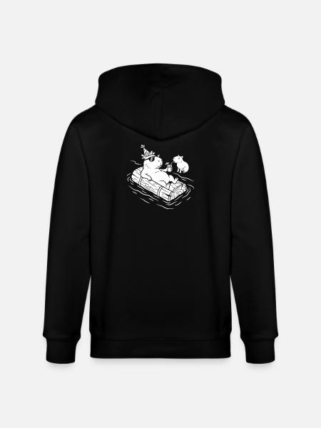 Capy Party on the Raft - Stanley/Stella CULTIVATOR  Unisex Organic Hooded Jacket - black