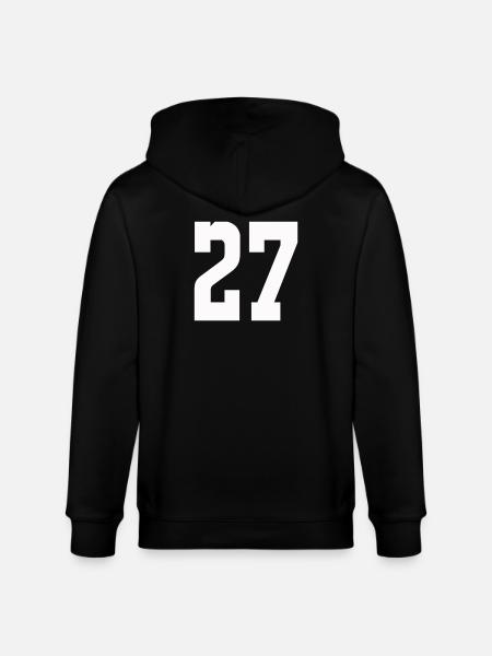 Numerals 27 Contrast Design - Stanley/Stella CULTIVATOR  Unisex Organic Hooded Jacket - black