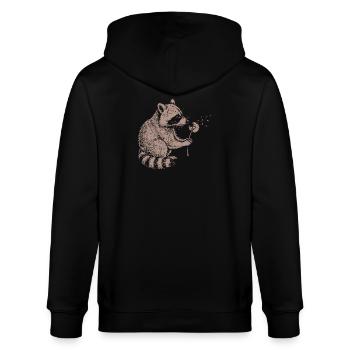Whimsical Raccoon Dandelion Vintage Sketch Animal - Stanley/Stella Unisex Bio-Kapuzenjacke CULTIVATOR  - Schwarz - Hinten - Anna (173cm)
