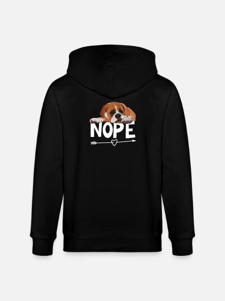 Boxer Dog Nope - Stanley/Stella CULTIVATOR  Unisex Organic Hooded Jacket - black